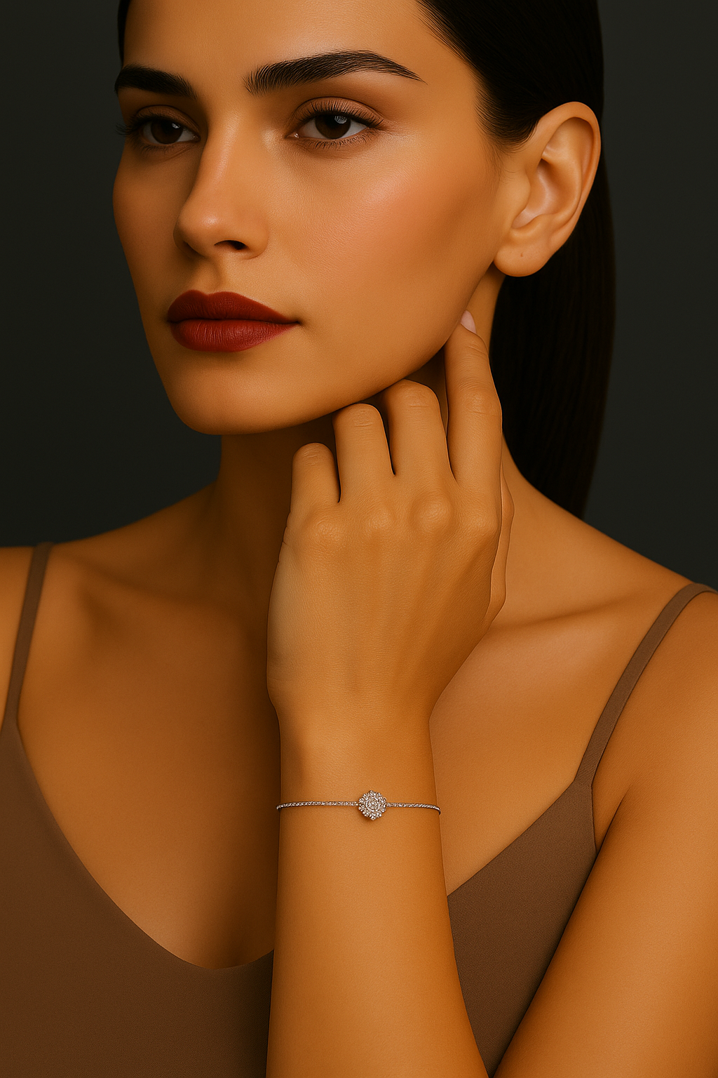 Natural Diamond Cluster Flower Bracelet