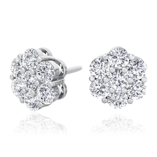 Flower Natural Diamond Studs