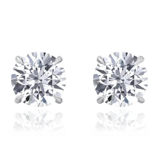 4 Prong Round Natural Diamond Studs