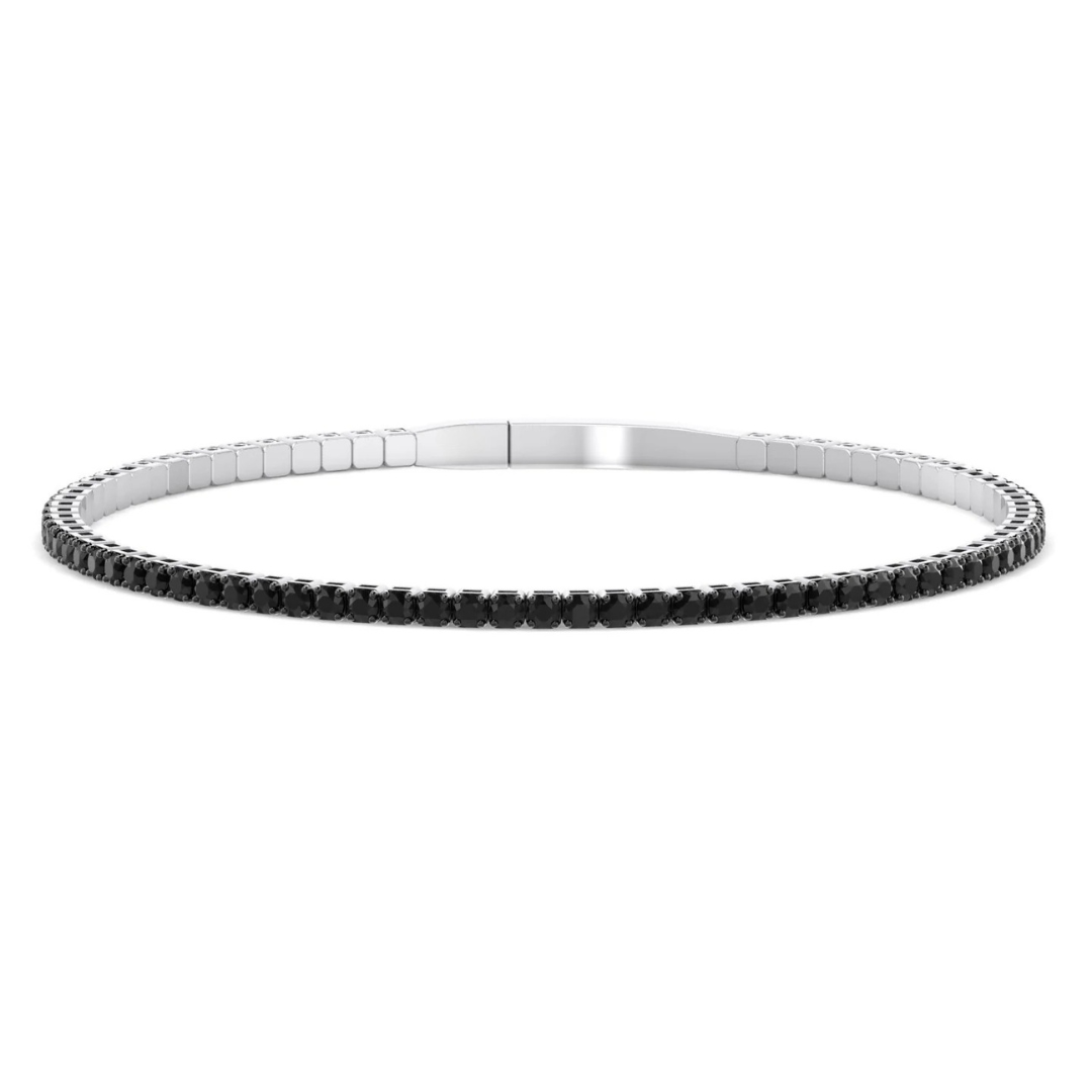 Flexible Natural Black Diamond Bangle