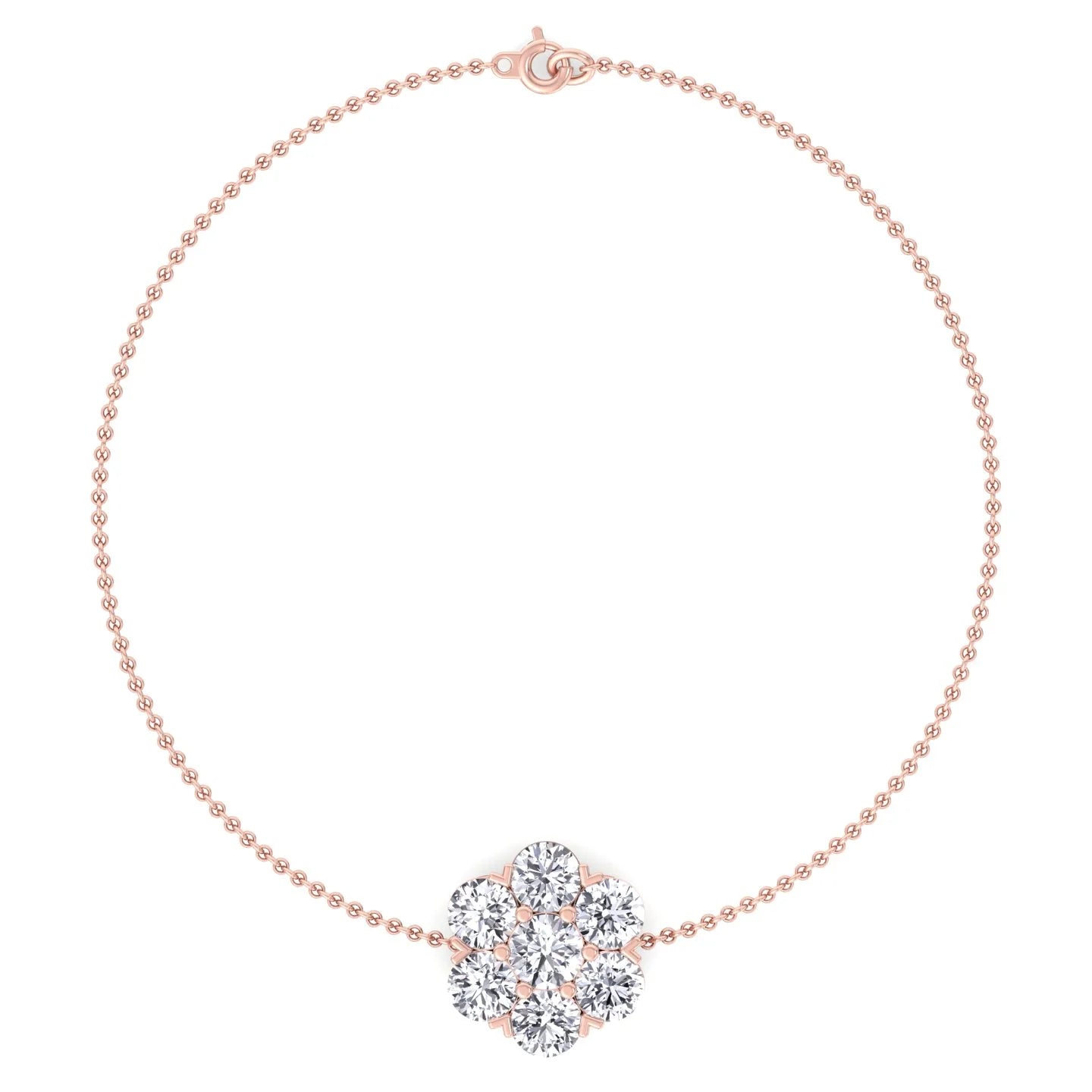 Natural Diamond Cluster Flower  Bracelet