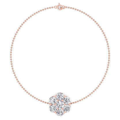 Natural Diamond Cluster Flower  Bracelet