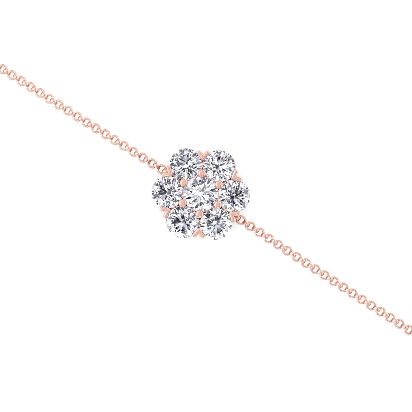 Natural Diamond Cluster Flower  Bracelet