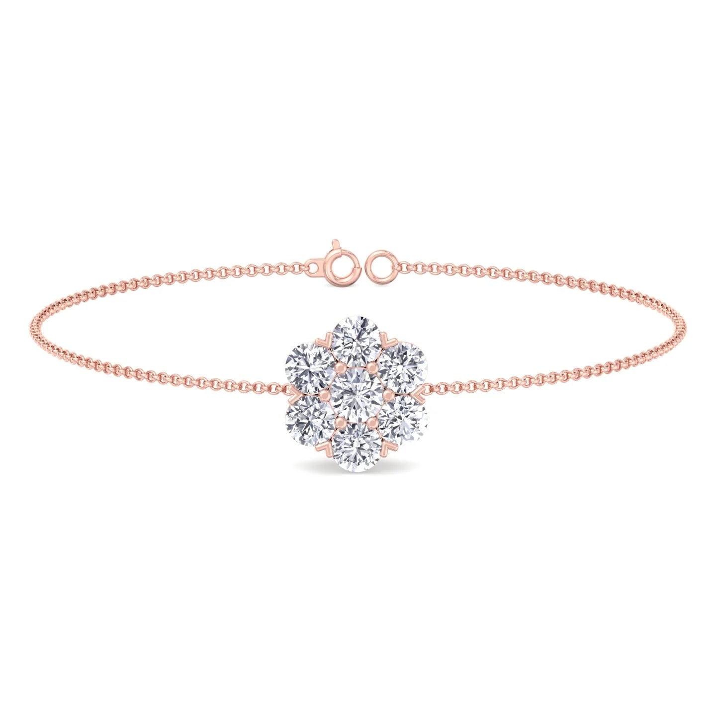 Natural Diamond Cluster Flower  Bracelet
