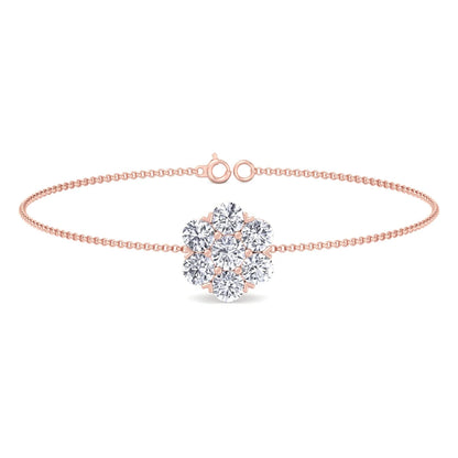 Natural Diamond Cluster Flower  Bracelet
