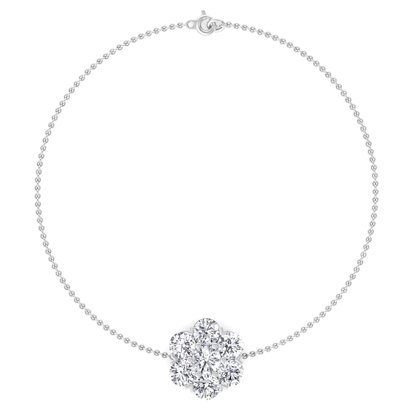 Natural Diamond Cluster Flower  Bracelet