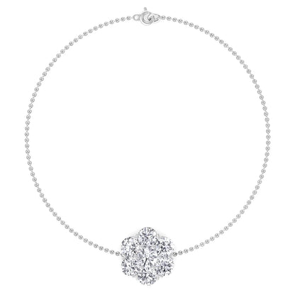 Natural Diamond Cluster Flower  Bracelet
