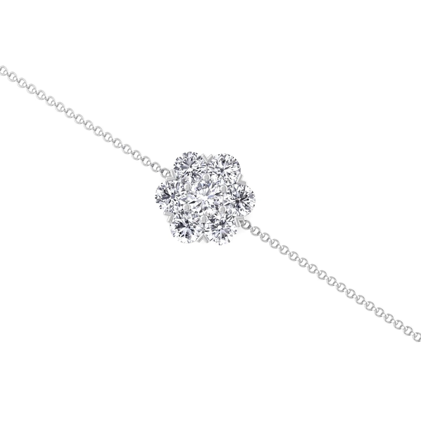 Natural Diamond Cluster Flower  Bracelet