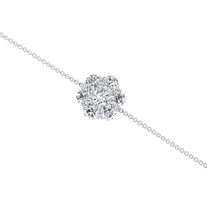 Natural Diamond Cluster Flower  Bracelet