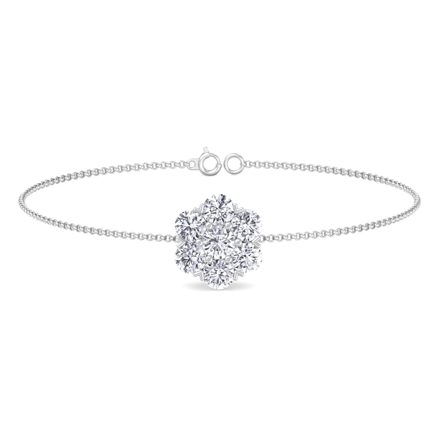 Natural Diamond Cluster Flower  Bracelet