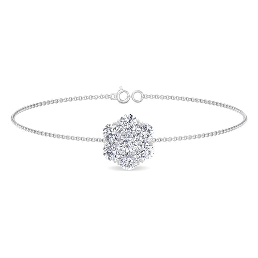 Natural Diamond Cluster Flower  Bracelet