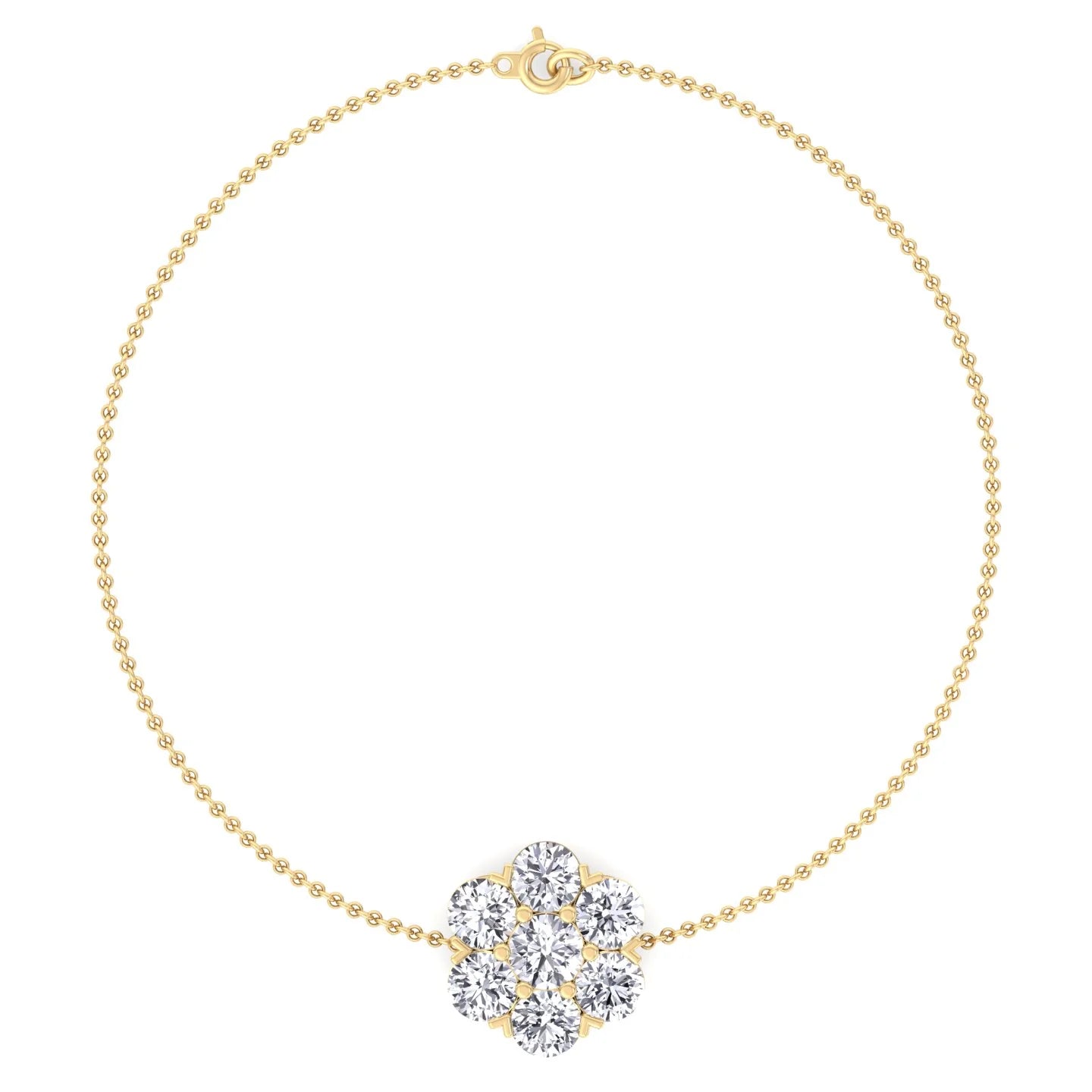 Natural Diamond Cluster Flower  Bracelet