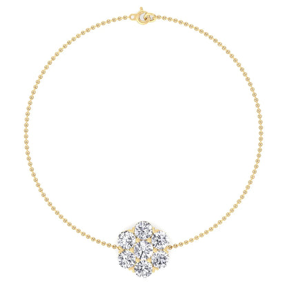 Natural Diamond Cluster Flower  Bracelet