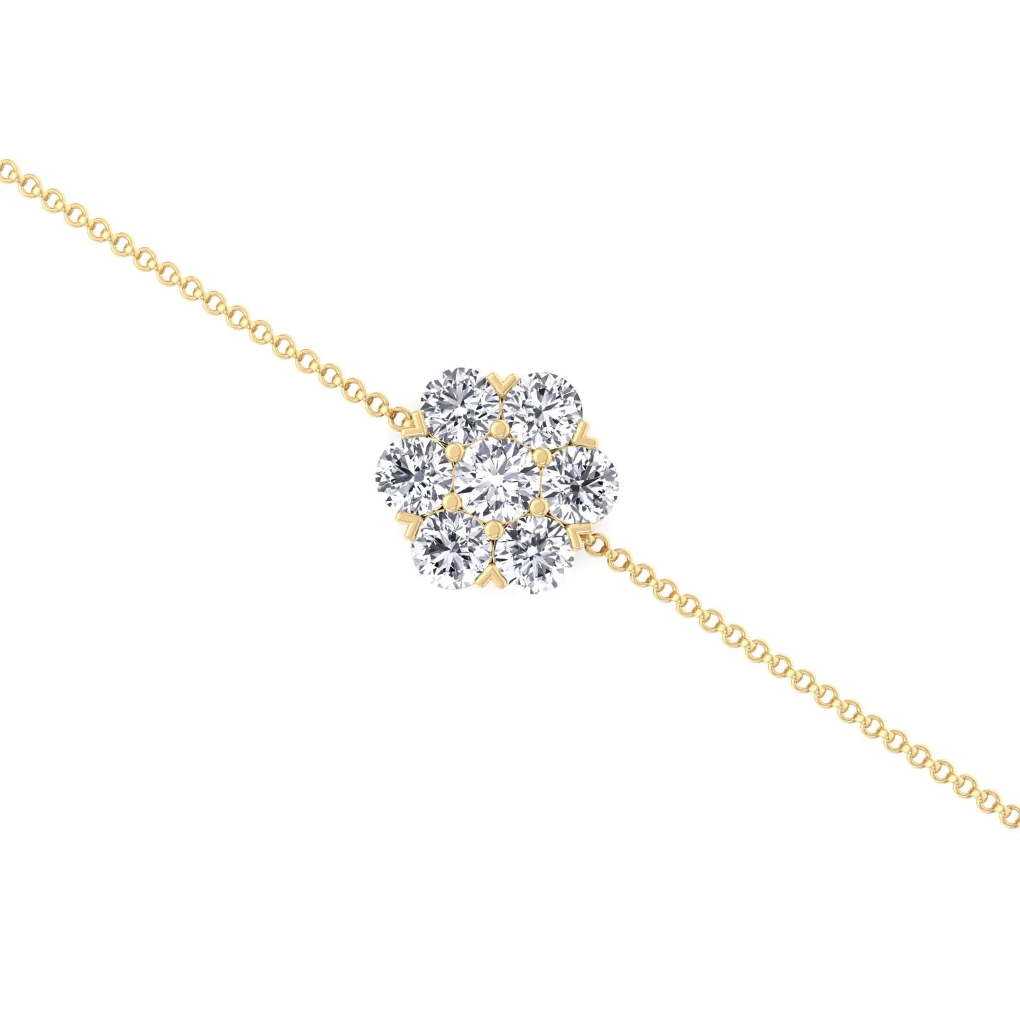 Natural Diamond Cluster Flower  Bracelet