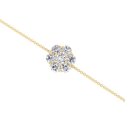 Natural Diamond Cluster Flower  Bracelet