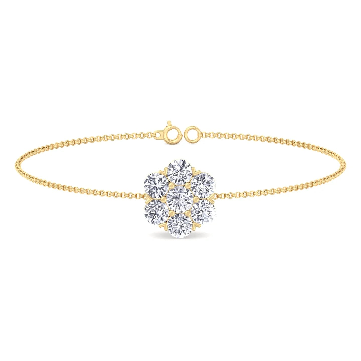 Natural Diamond Cluster Flower  Bracelet