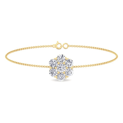 Natural Diamond Cluster Flower  Bracelet