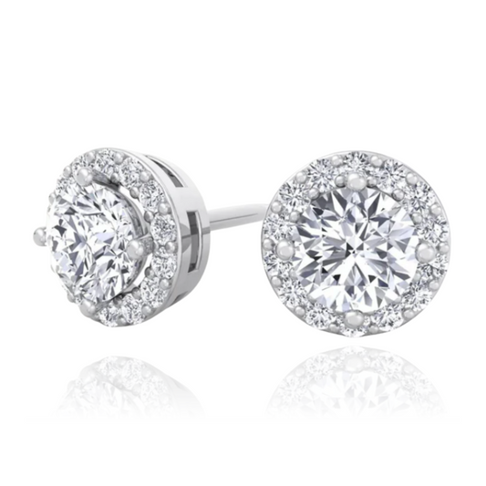 Round Halo Diamond Studs