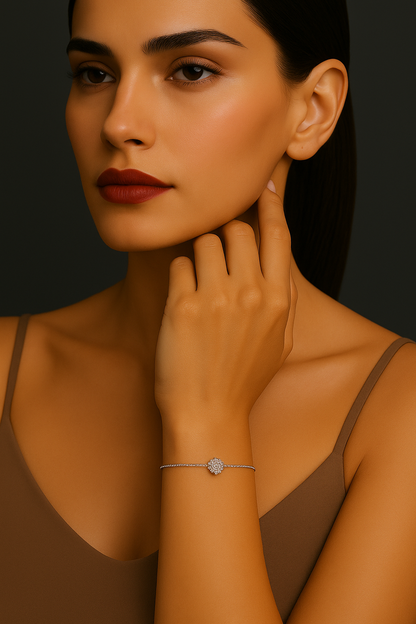 Natural Diamond Cluster Flower  Bracelet
