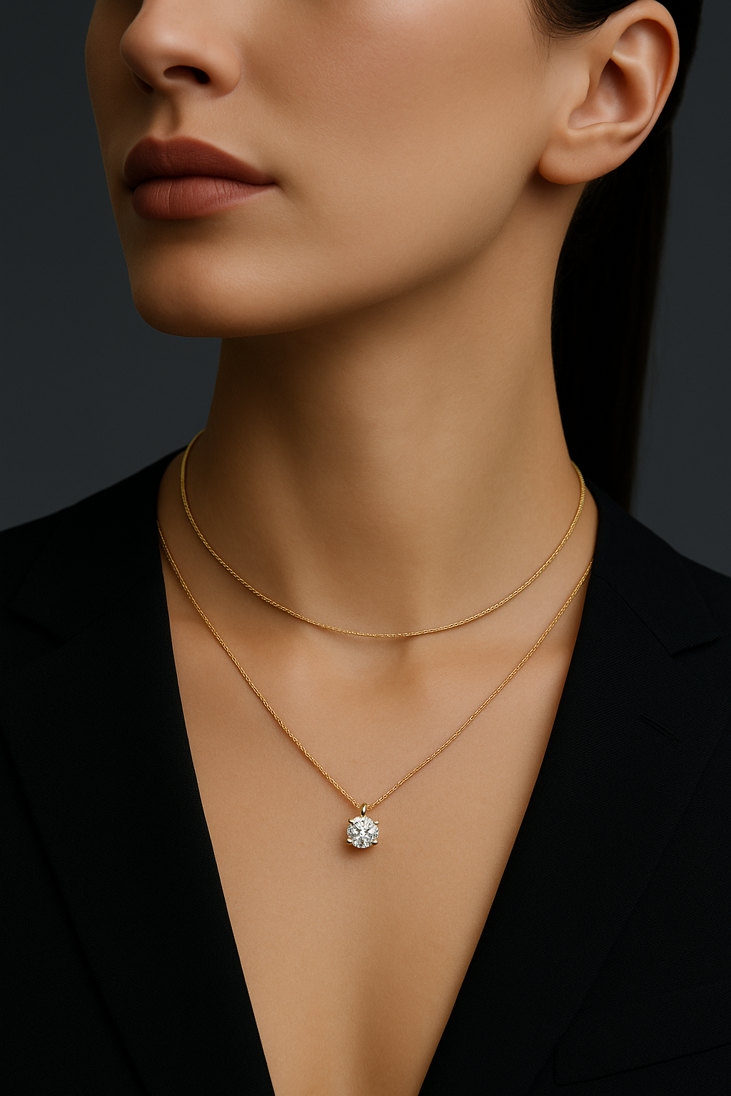 Classic Round Natural Diamond Pendant 18k gold
