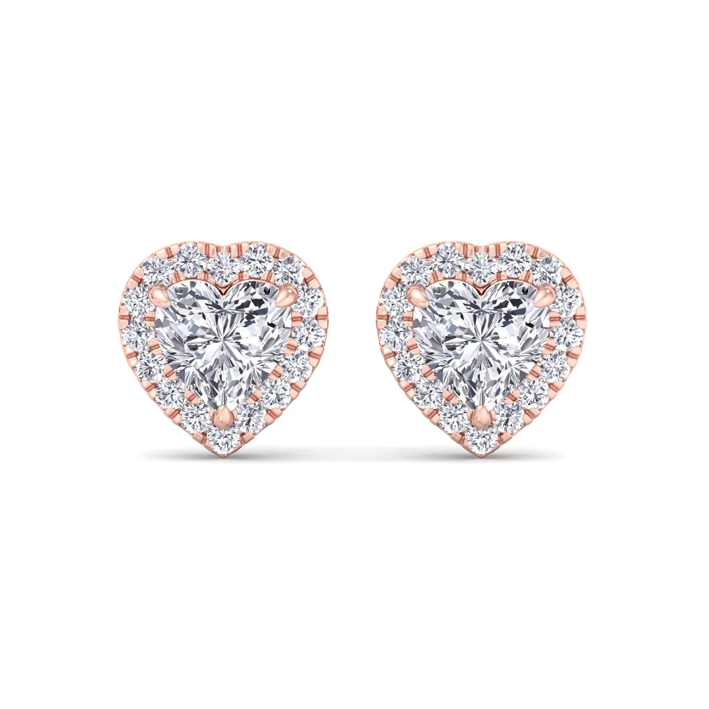 Heart Shape Diamond Halo Studs