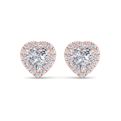Heart Shape Diamond Halo Studs
