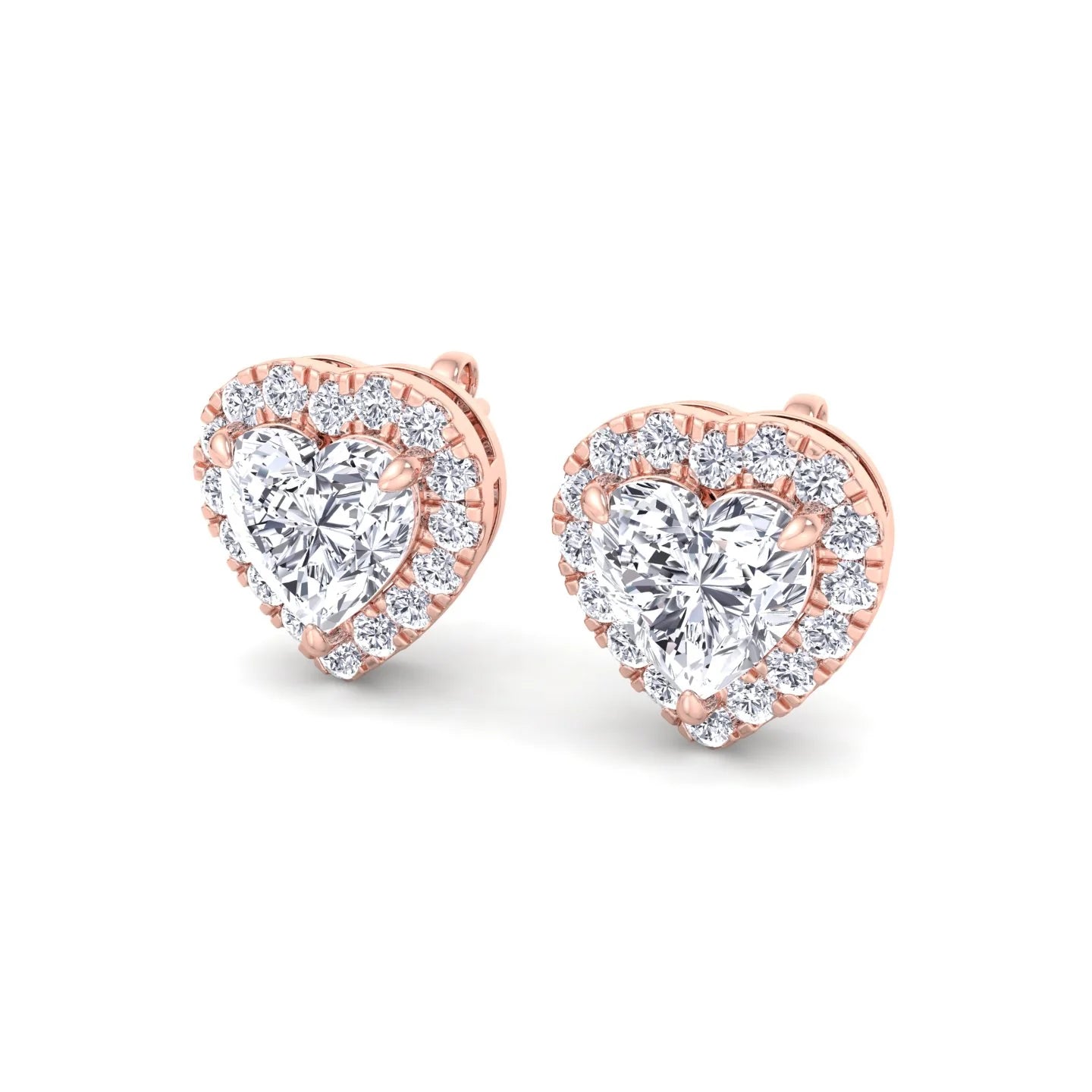 Heart Shape Diamond Halo Studs