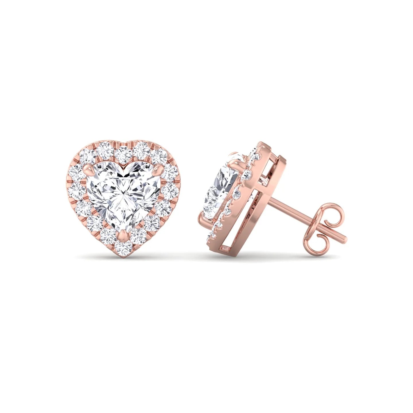 Heart Shape Diamond Halo Studs