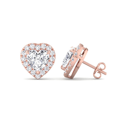 Heart Shape Diamond Halo Studs
