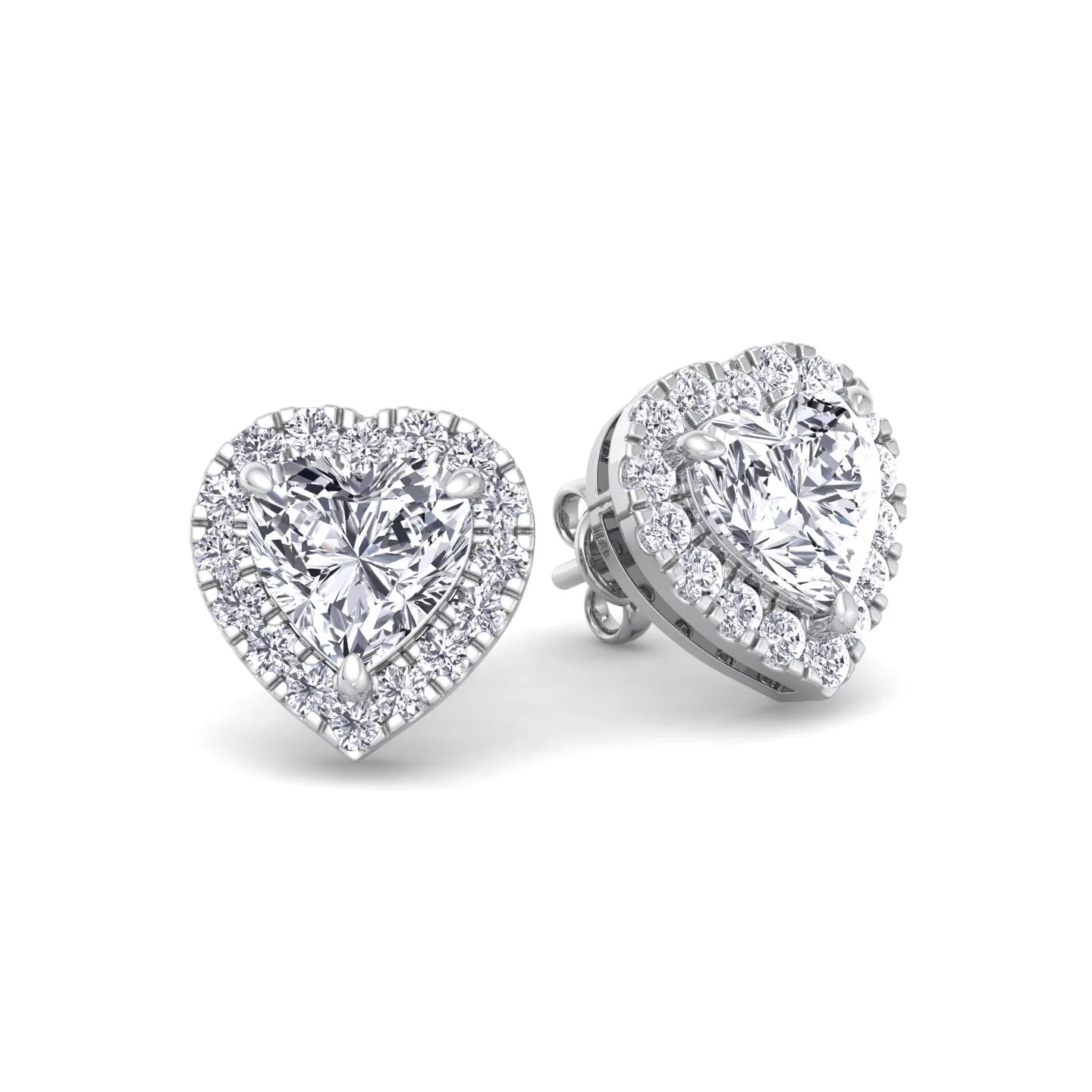 Heart Shape Diamond Halo Studs