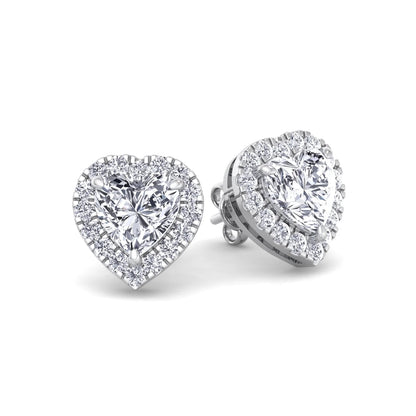 Heart Shape Diamond Halo Studs