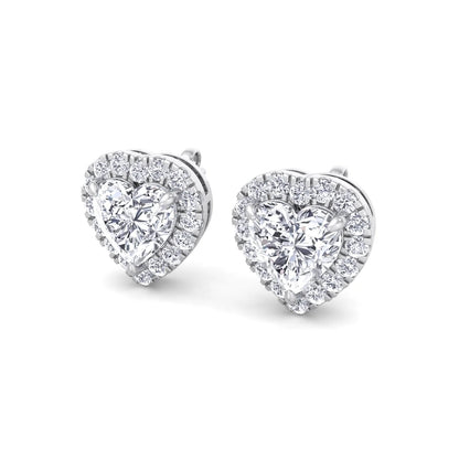 Heart Shape Diamond Halo Studs