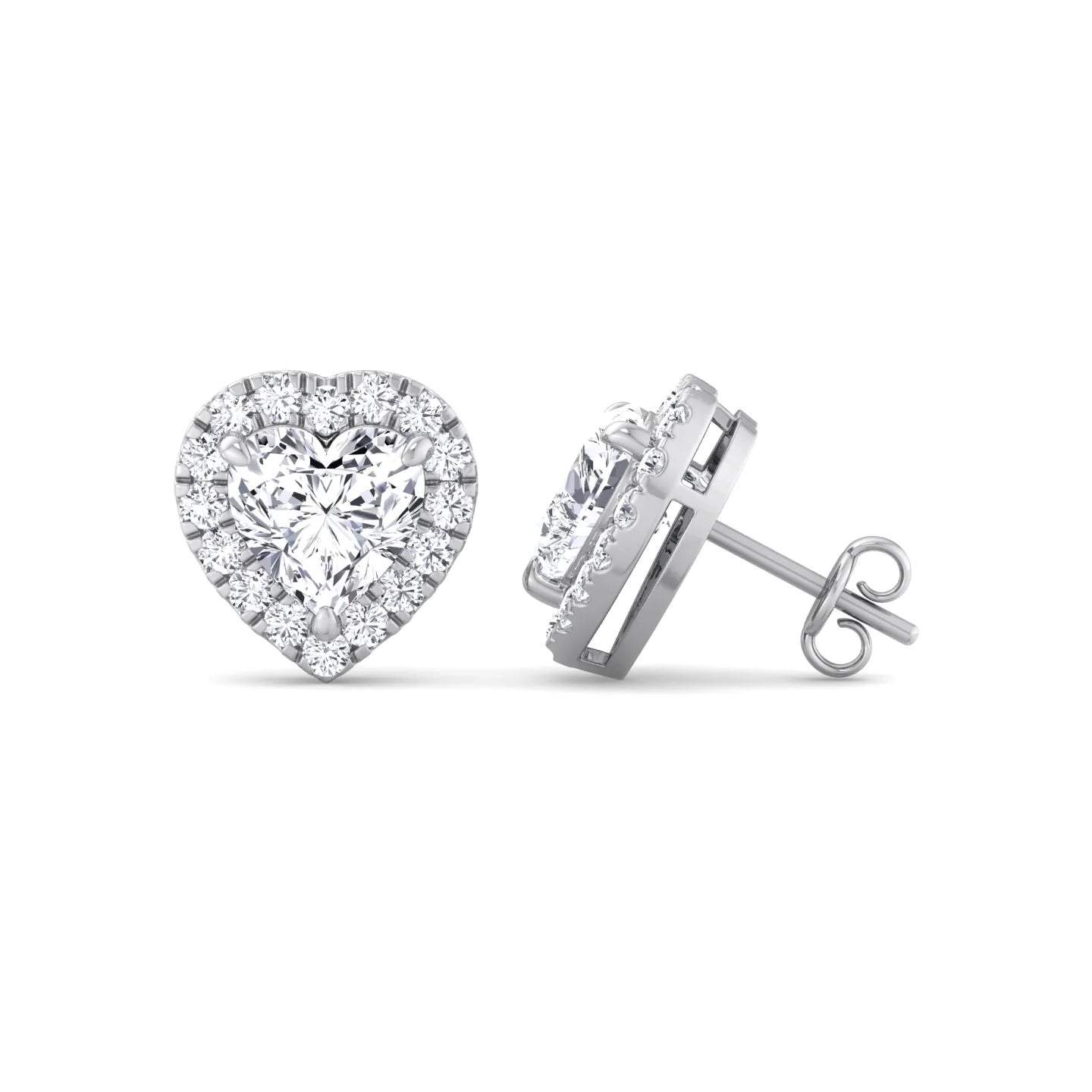 Heart Shape Diamond Halo Studs