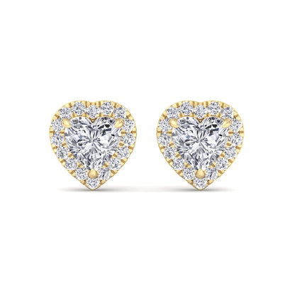 Heart Shape Diamond Halo Studs