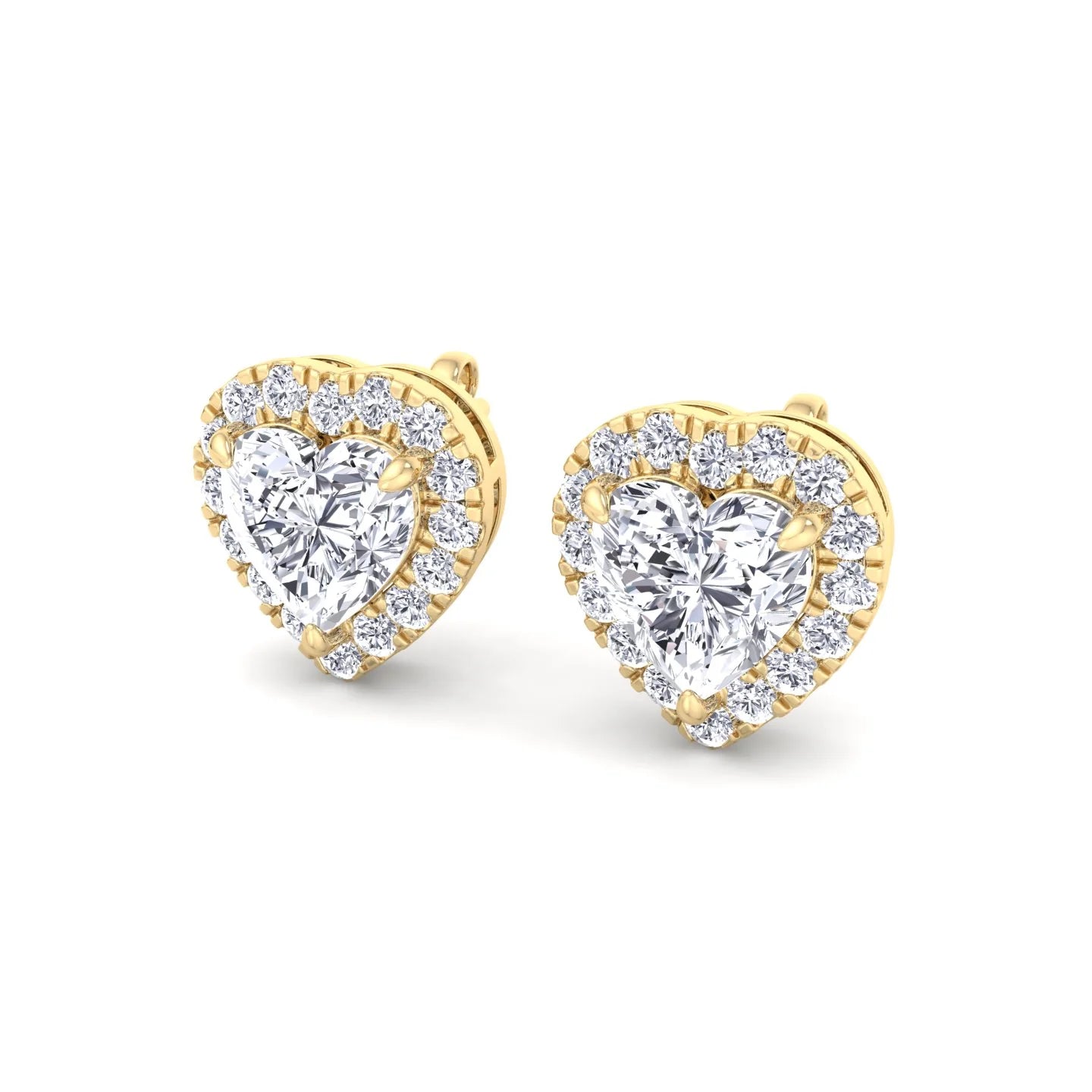 Heart Shape Diamond Halo Studs