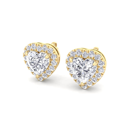Heart Shape Diamond Halo Studs