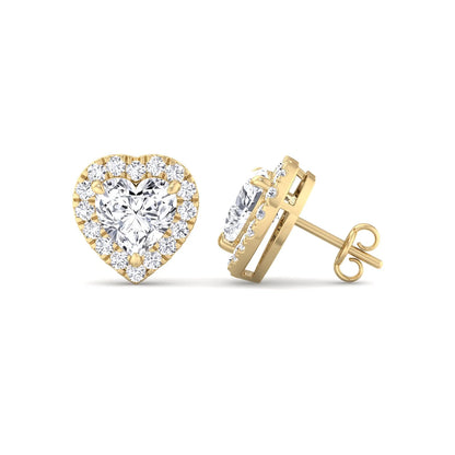 Heart Shape Diamond Halo Studs